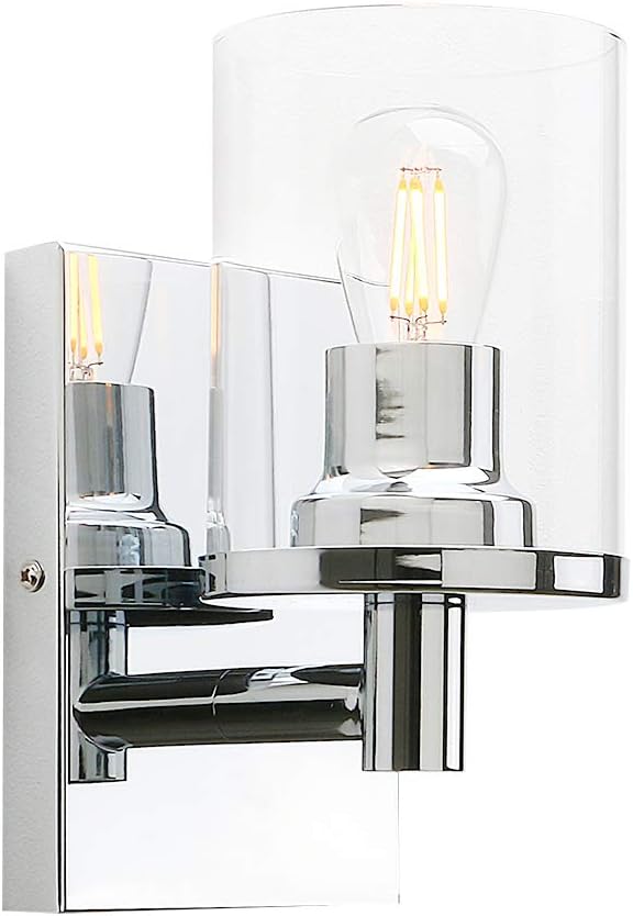 Chrome wall sconce with glass shades on a white background