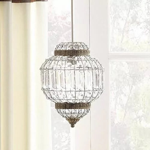 Classic Moroccan Lantern Style Antique Brass Clear Acrylic Ceiling Light Shade Easy Fit Pendant