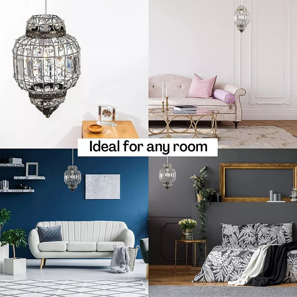 Classic Moroccan Lantern Style Antique Brass Clear Acrylic Ceiling Light Shade Easy Fit Pendant