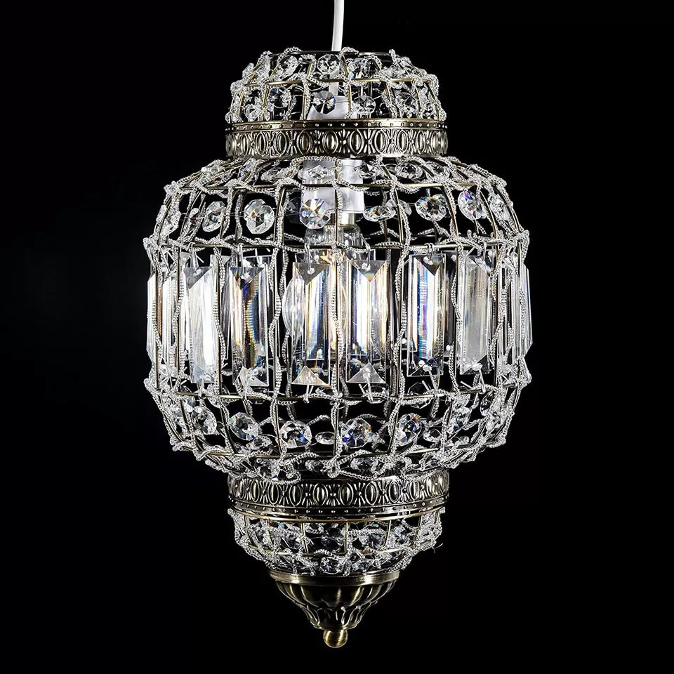 Classic Moroccan Lantern Style Antique Brass Clear Acrylic Ceiling Light Shade Easy Fit Pendant