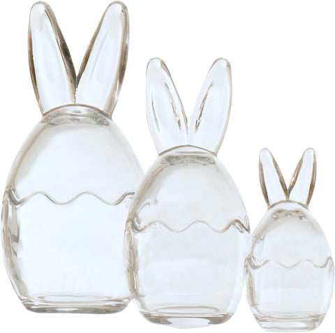 Clear glass Easter storage jars with ears