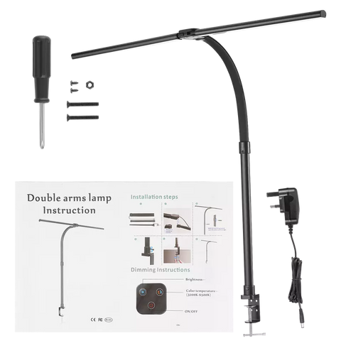 Lamp's clamp securely attached to a glass tabletop

