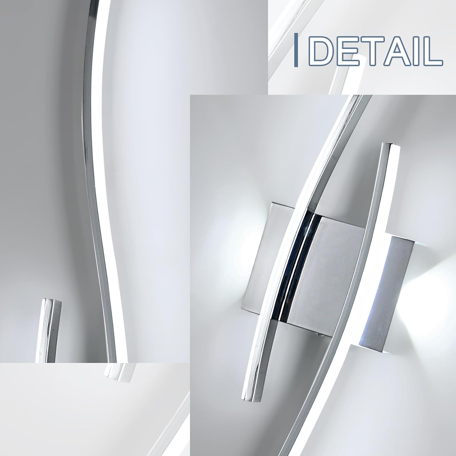 Close-up of a modern light fixture with metallic finish on a white background