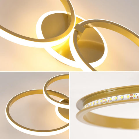 Close-up of gold LED strip lights with a neutral background