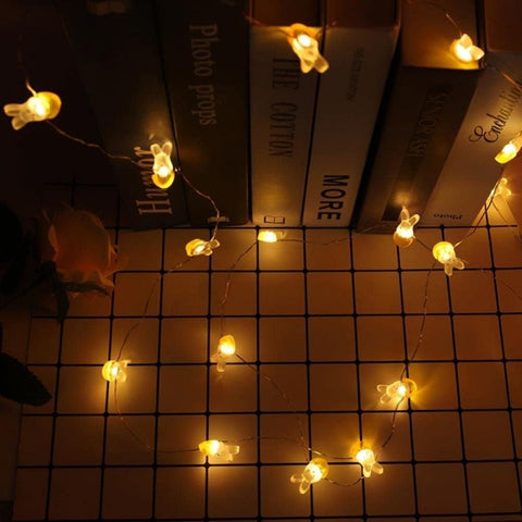 Close-up of rabbit shaped LED lights