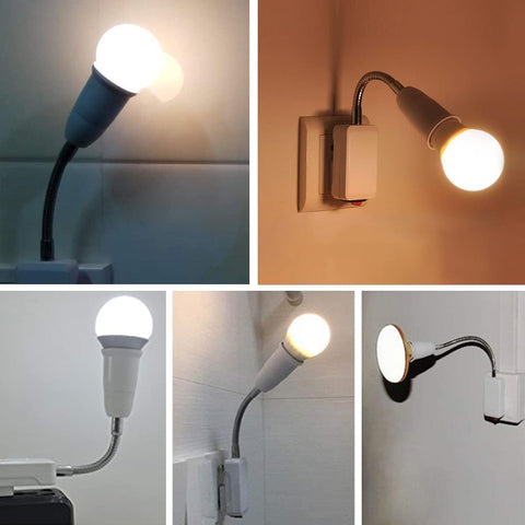 Collage of LED light bulbs in various fixtures on a neutral background