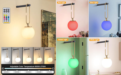 Collage of a adjustable color temperature light fixture with RGBW options.