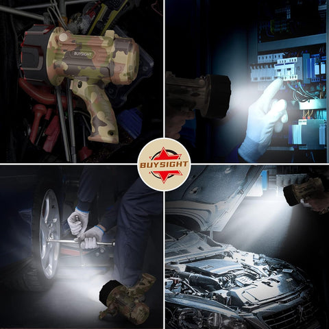 Collage of automotive repair tasks with a Buysight logo in the center.