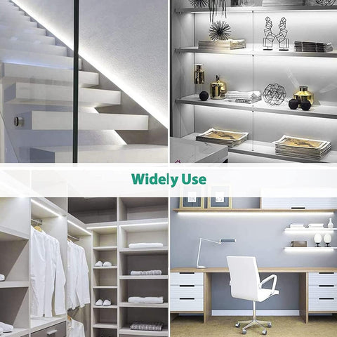 Collage of interior design elements including a staircase, shelves, and office setup.
