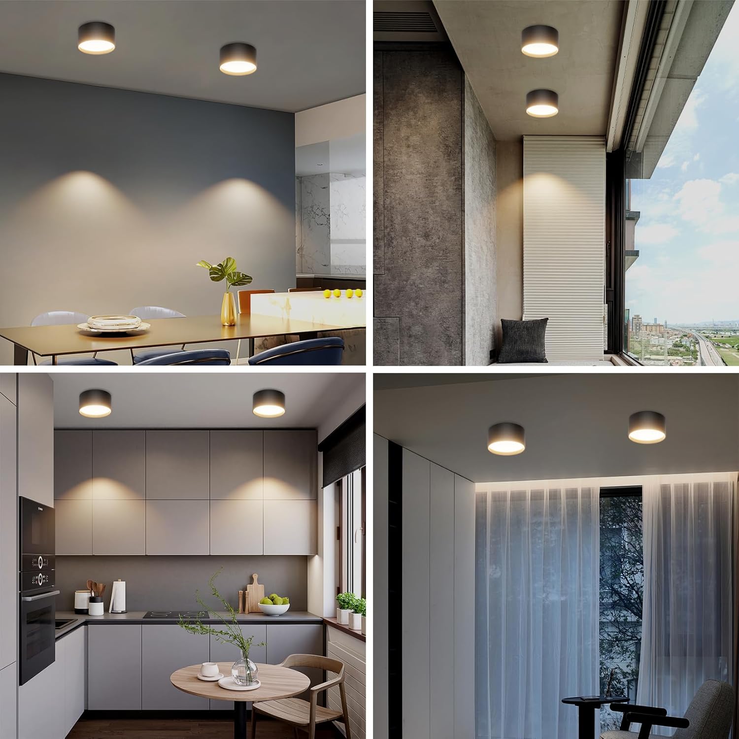Collage of interior design elements including lighting fixtures, furniture, and decor.