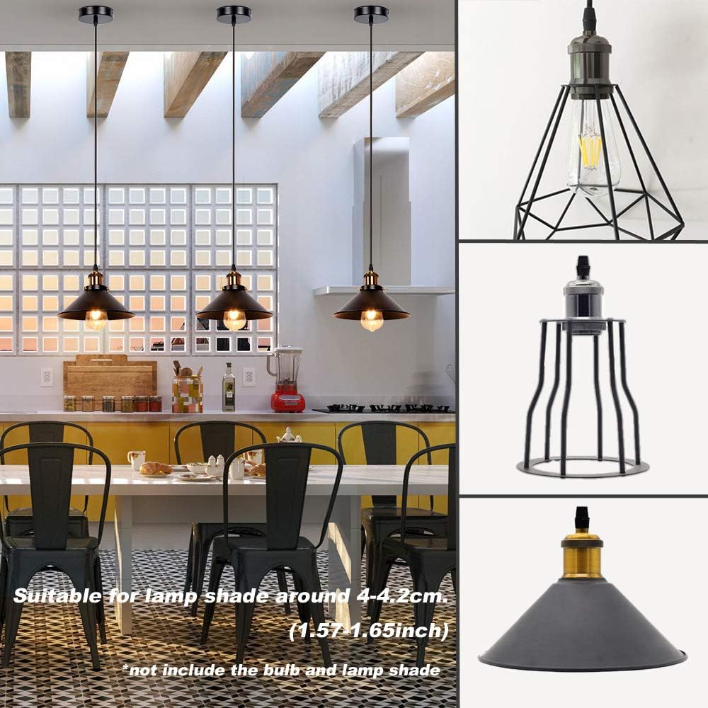 Collage of pendant lights with a kitchen setting in the background