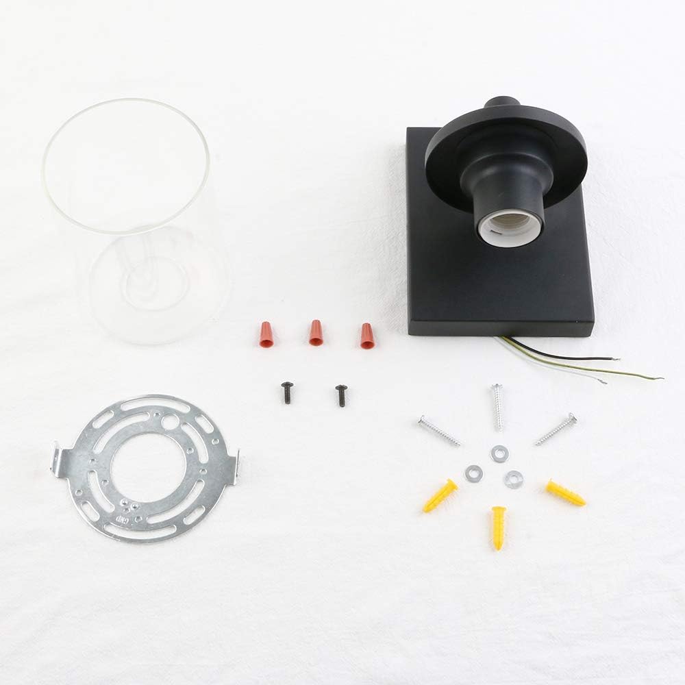 Collection of ceiling light fixture components on a white background