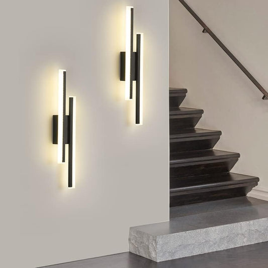 Comely Black LED Wall Lights Indoor, 16W Wall Lamp LED Modern Acrylic, 3 Lighting Colours Wall Sconce Lights for Living Room Hallway Bedroom Corridor Stairs Hotel