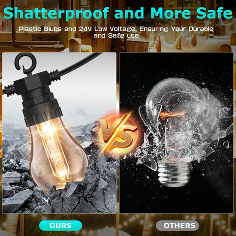 Save And Shatterproof  Connectable Outdoor Festoon Lights  With 24V Low Voltage

