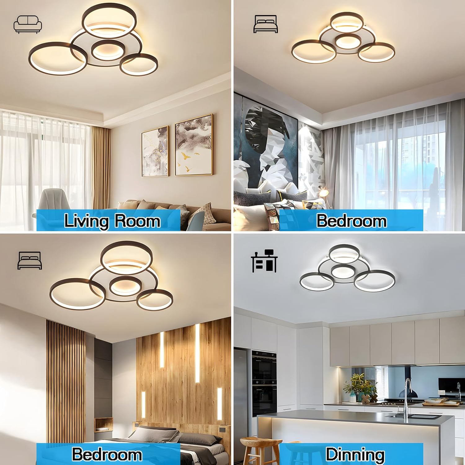 Contemporary LED ceiling light metal acrylic