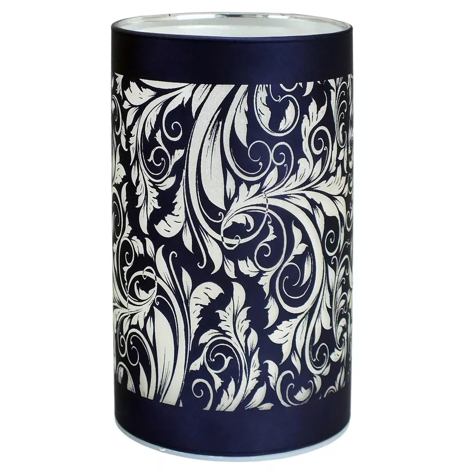 Cordless LED Table Lamp | Battery-Operated Glass Light with Sparkling Leaf Design | Modern Decorative Accent Lighting