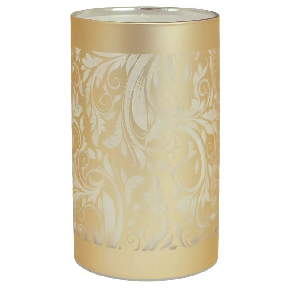 Cordless LED Table Lamp | Battery-Operated Glass Light with Sparkling Leaf Design | Modern Decorative Accent Lighting