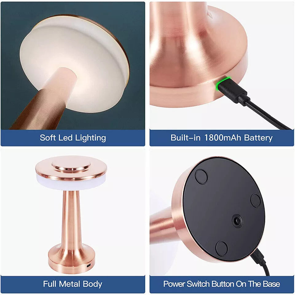Cordless Table Lamps, 3 Color Dimmable Rechargeable LED Desk Lamp, Portable Table Light with Touch Sensor for Bedside Table, Shelf, Desk, Side Table, Dining Table, Outdoor Camping
