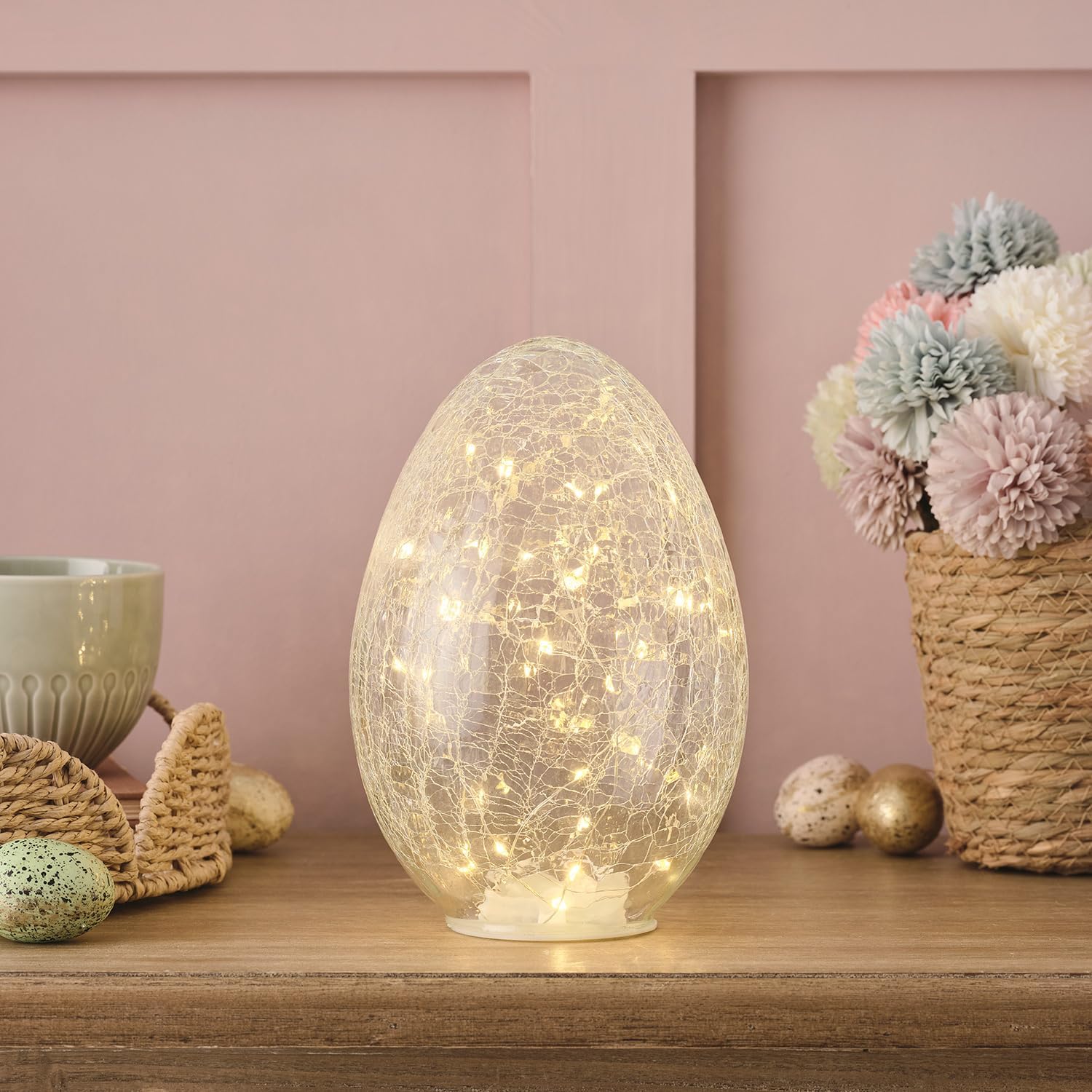 Crackle glass Easter egg LED light decoration