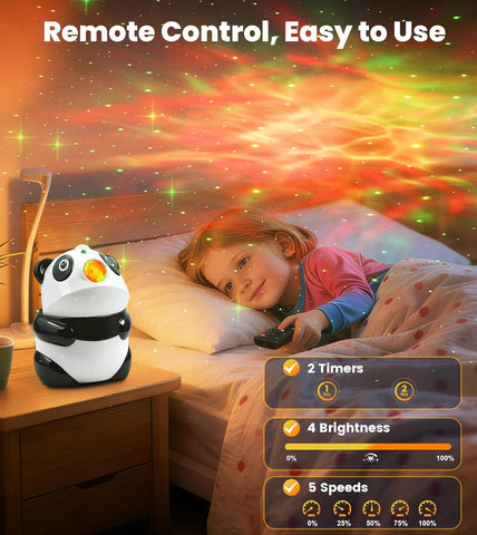 Cute panda night light with starry projection