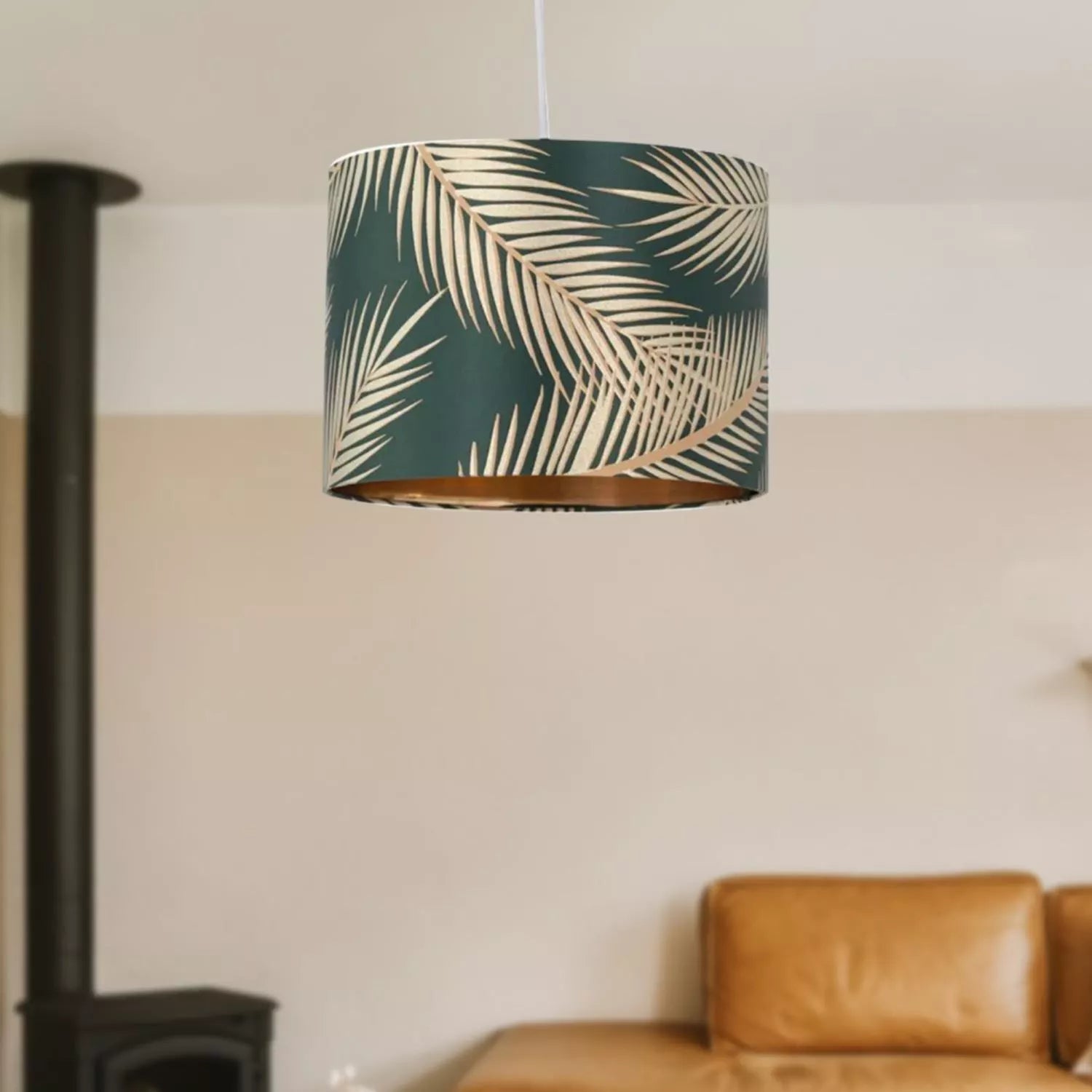 Alpha Lights green shade with gold detail
