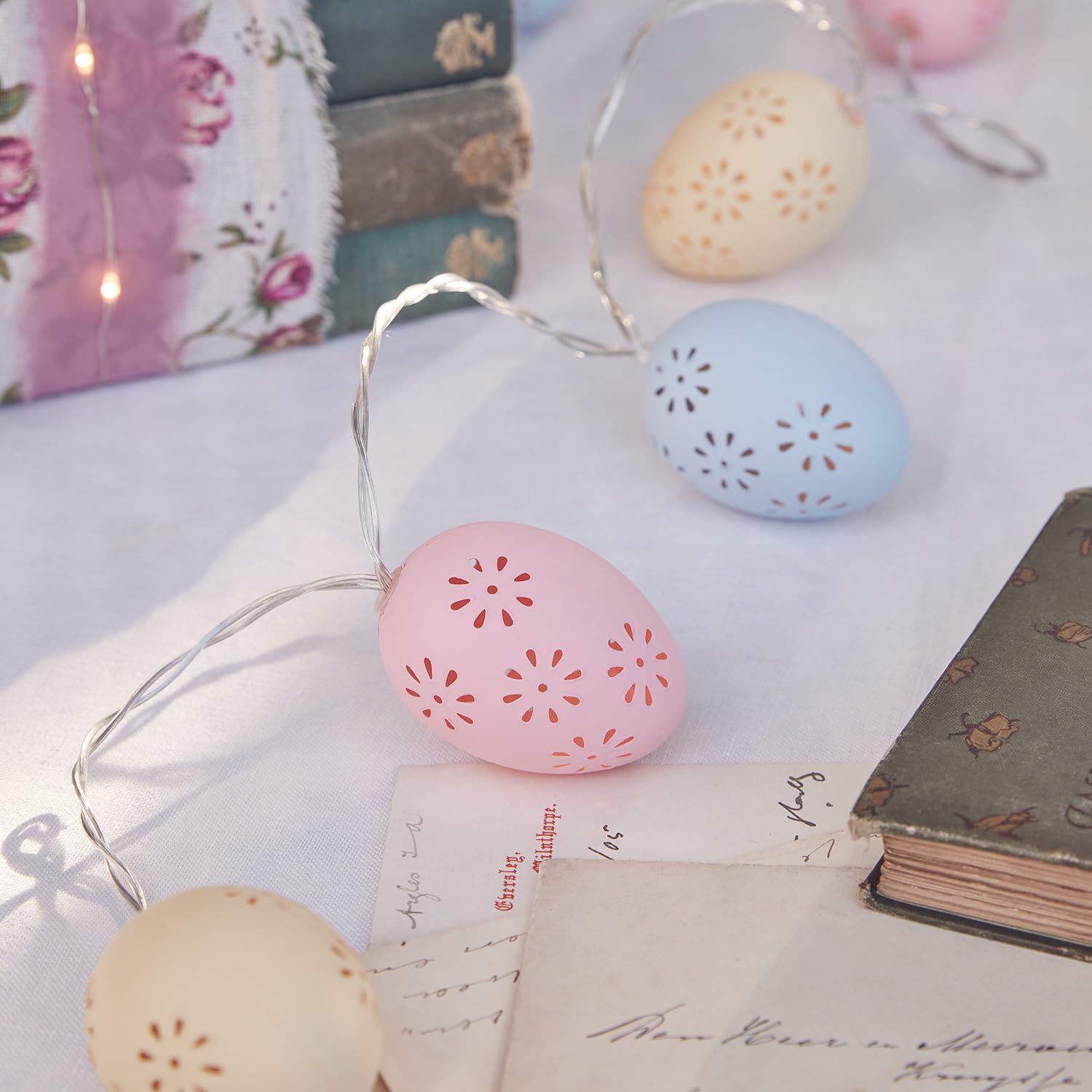 Decorative Easter egg fairy lights in soft pastel colours