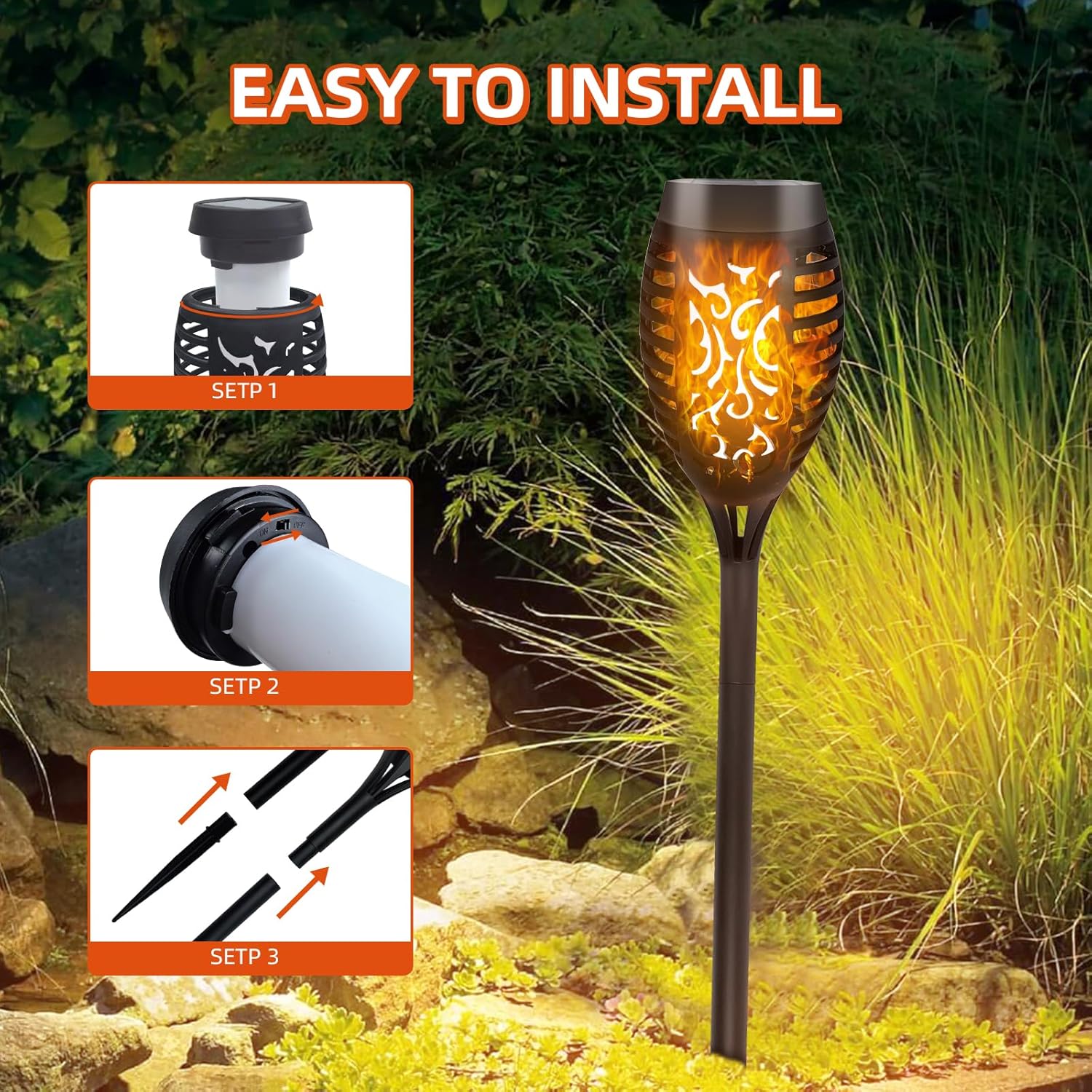 Decorative garden solar torch pack


