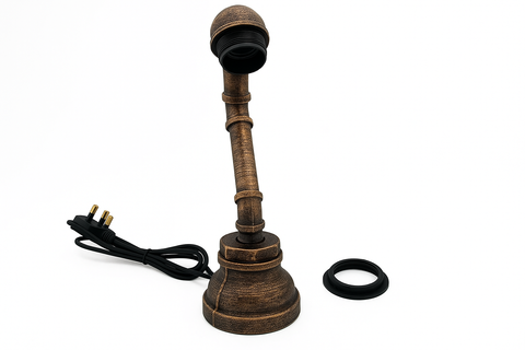 Decorative lamp with a long neck and base on a white background
