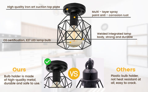 Decorative iron ceiling lamp E27


