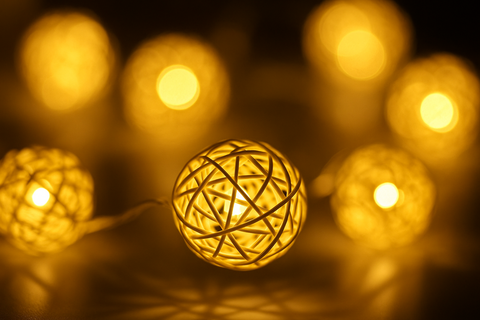 Decorative string lights with a warm glow 