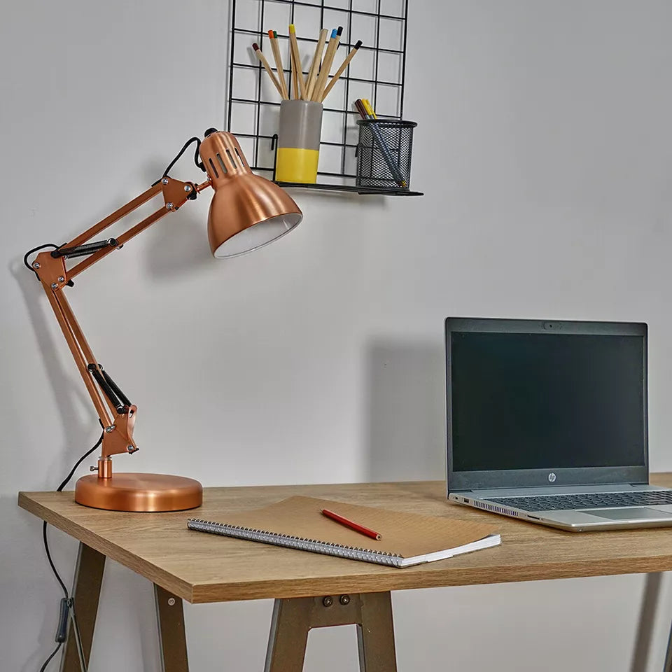 Desk Lamp, E27 Swing Arm Desk Lamp with Clamp, Classic Black Table Lamp, E27 Bulb Holder, Flexible Black Desk Light for Study Desk, Office, Bedroom, Reading, Nails, Back to School & Bulb Included
