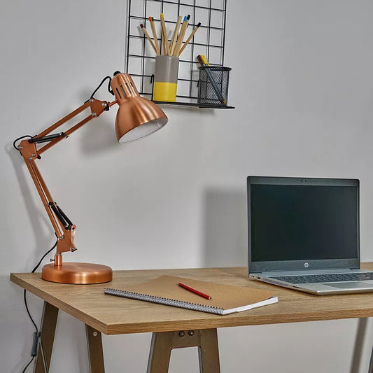 Desk Lamp, E27 Swing Arm Desk Lamp with Clamp, Classic Black Table Lamp, E27 Bulb Holder, Flexible Black Desk Light for Study Desk, Office, Bedroom, Reading, Nails, Back to School & Bulb Included
