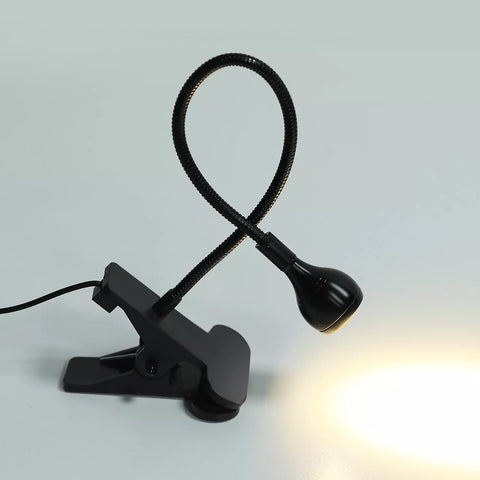 Flexible gooseneck lamp positioned over a book

