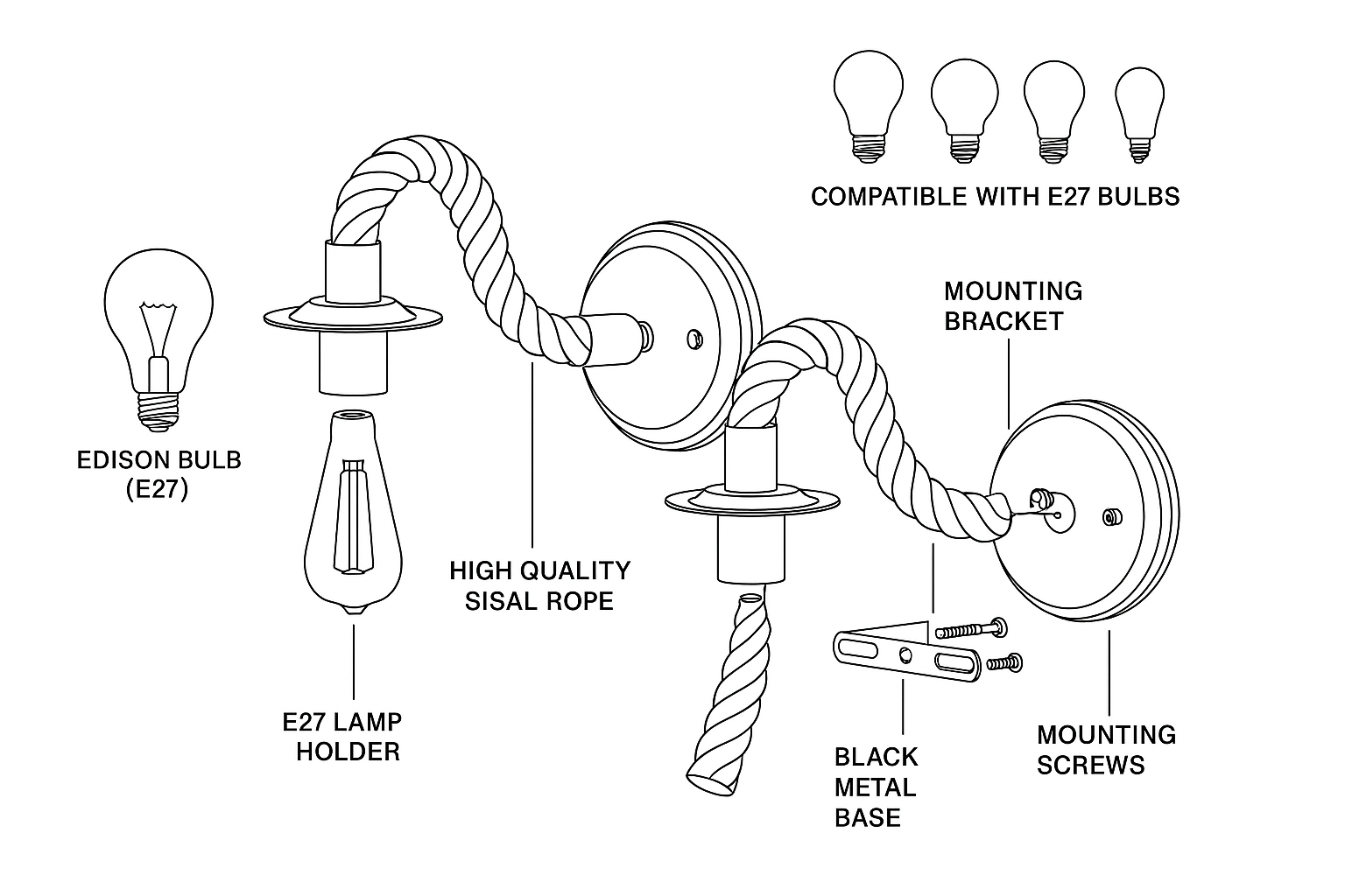 Diagram of a lamp fixture with components labeled