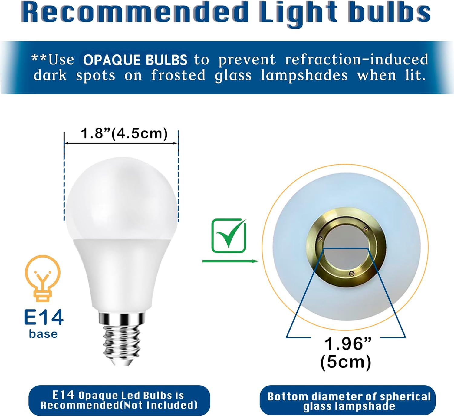 Diagram of a light bulb with dimensions and specifications on a white background