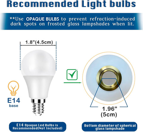 Diagram of a light bulb with dimensions and specifications on a white background