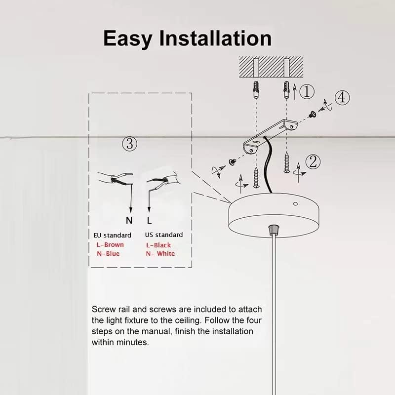 Diagram of ceiling light installation with text on a white background