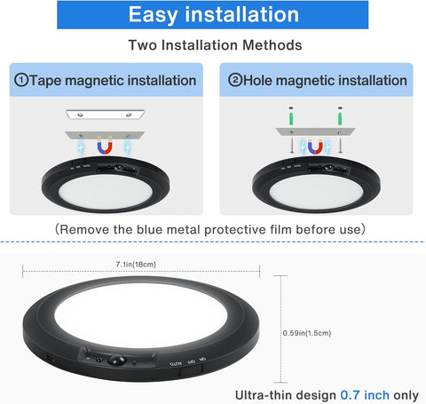 Diagram showing two installation methods for a magnetic ring with dimensions and text about easy installation.