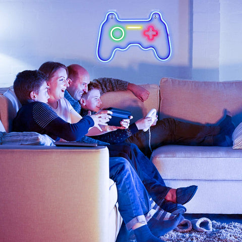 Dimmable Game Neon Sign - USB Powered Blue Gamepad LED Light with Switch for Bedroom Wall Decor, Gaming Room & Party