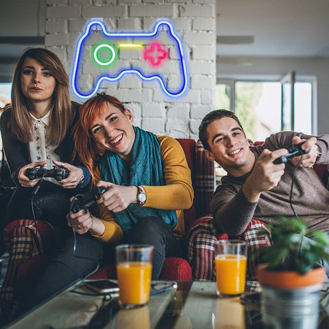 Dimmable Game Neon Sign - USB Powered Blue Gamepad LED Light with Switch for Bedroom Wall Decor, Gaming Room & Party