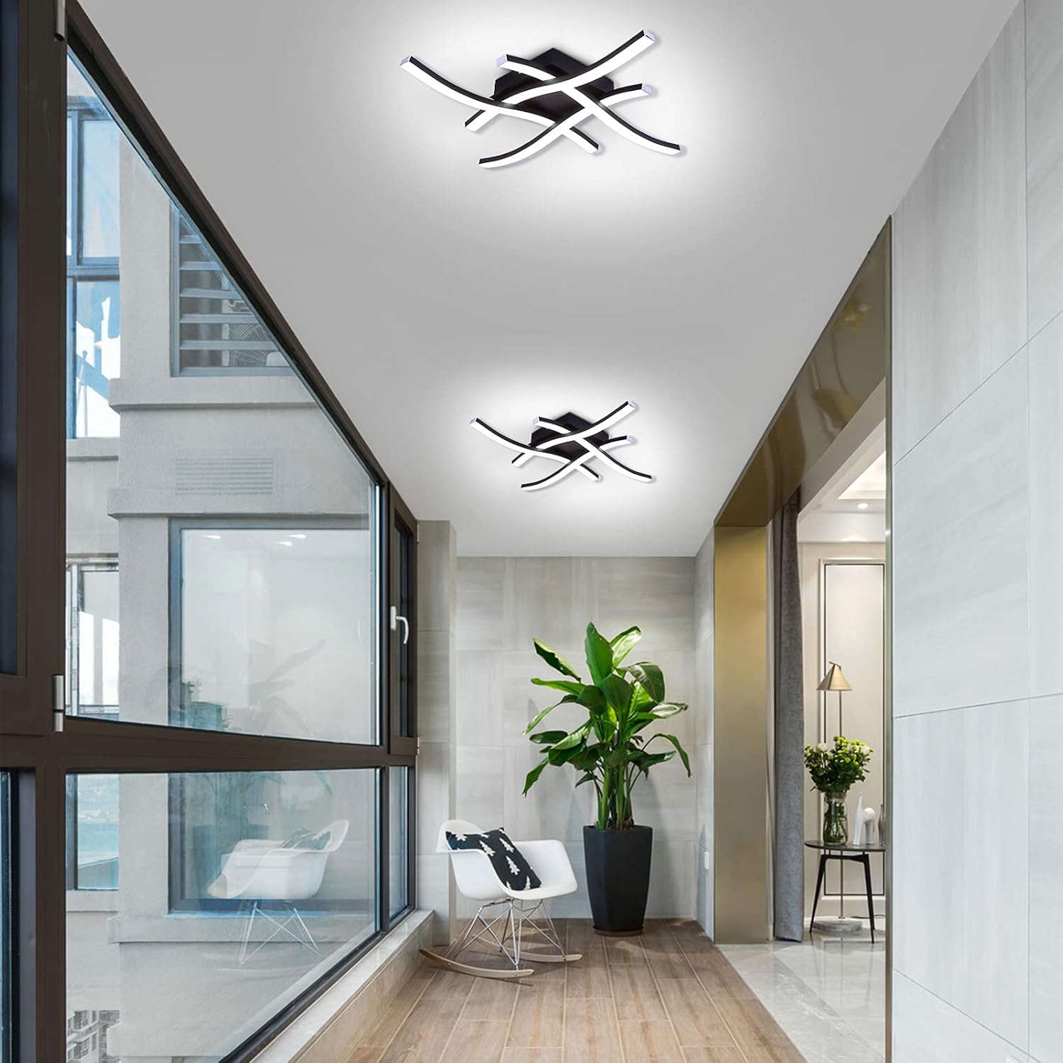 Dimmable Modern ceiling Light Black