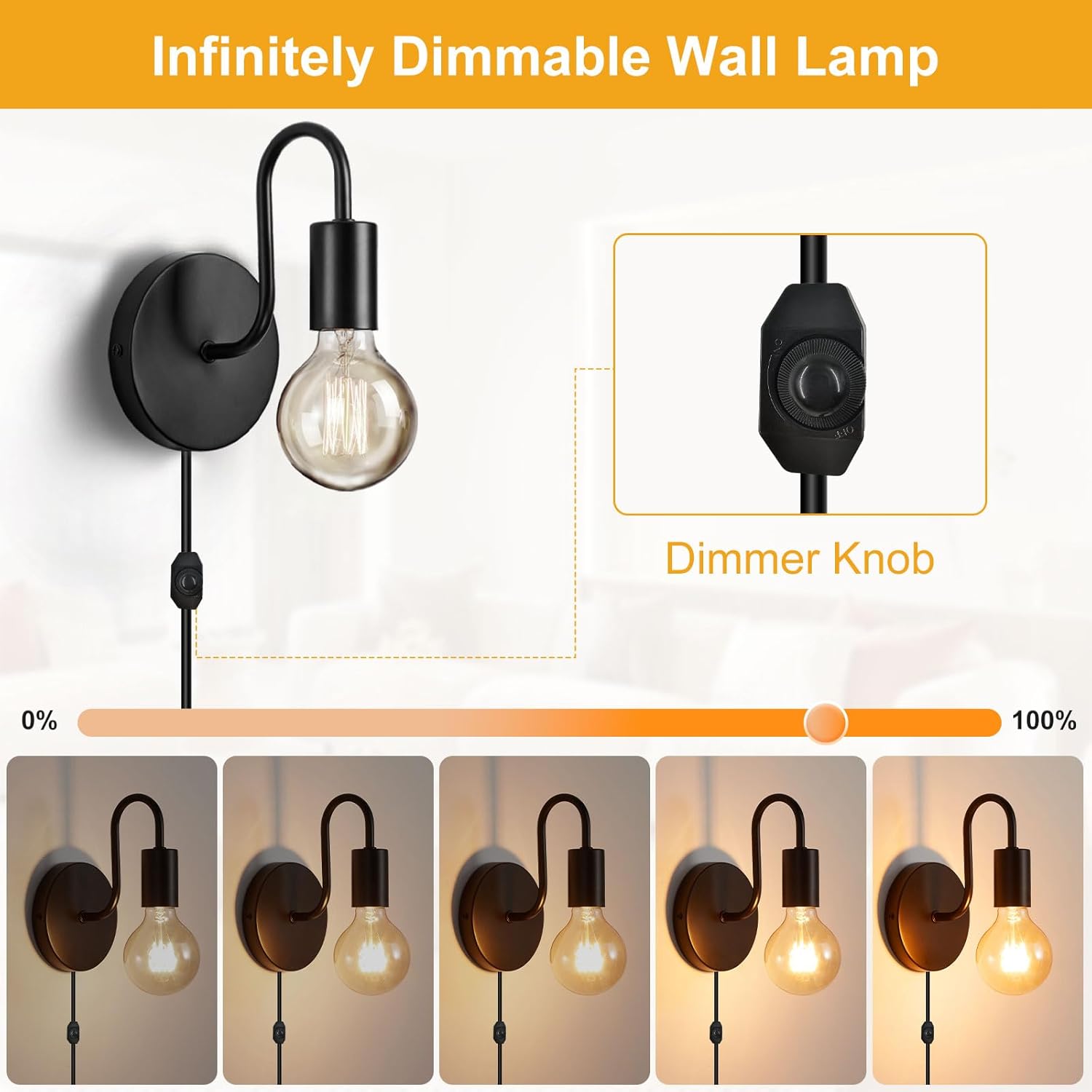 Dimmable Wall Light with Rotary Switch

