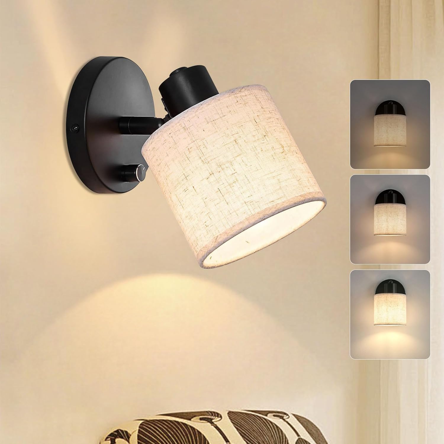 Dimmable wall sconce with switch

