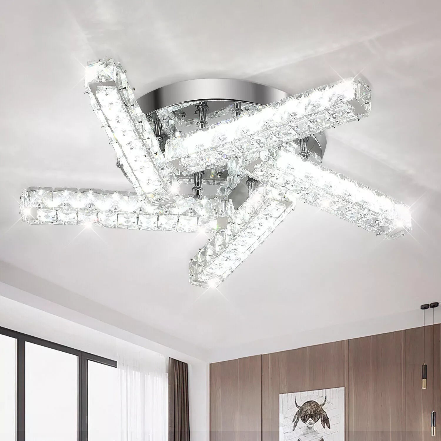 Discount LED Crystal Ceiling Light – Modern Minimalist Lamp for Living Room & Bedroom – Upgrade Your Space Today!