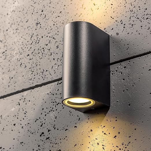 Double curved GU10 outdoor wall light – front view

