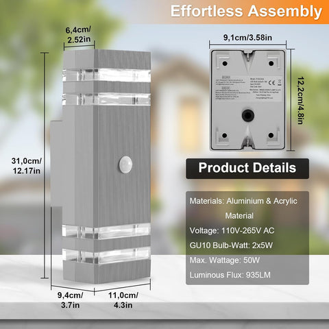 Down outside light with motion detection

