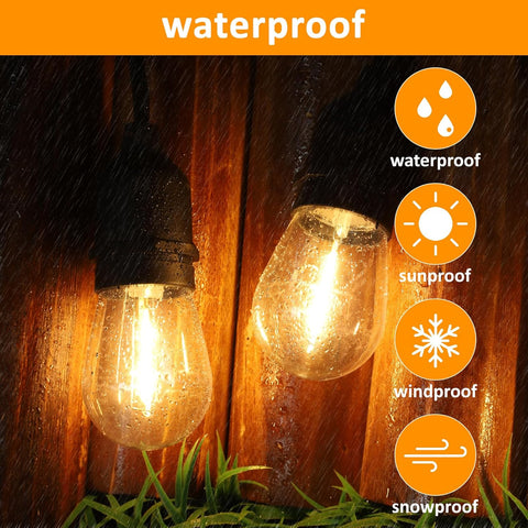 Shatterproof plastic bulb festoon lights outdoor setup