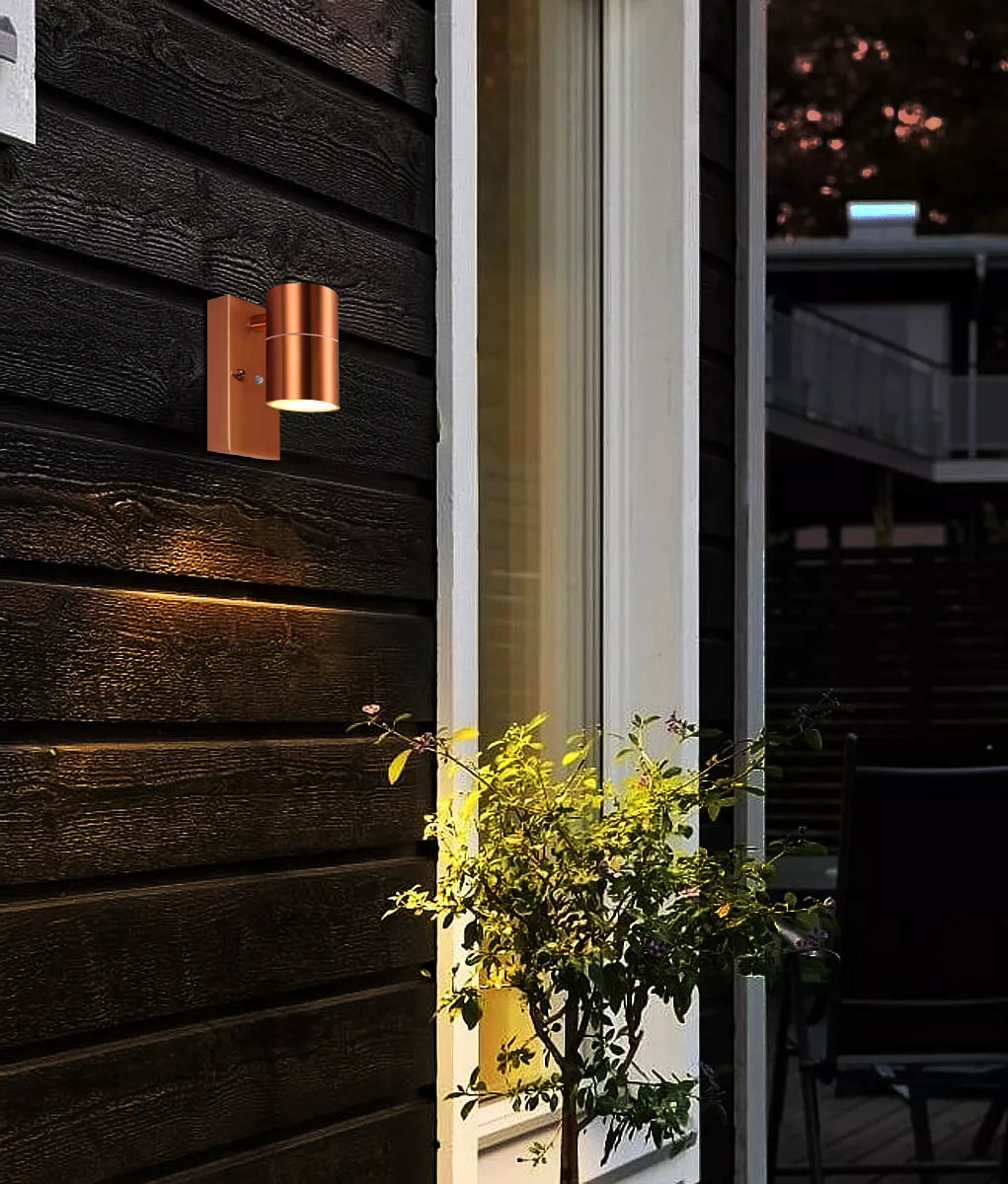 Dusk Till Dawn Sensor Outdoor Copper Single Wall Light Stainless Steel