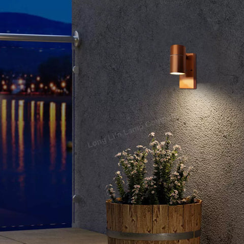 Dusk Till Dawn Sensor Outdoor Copper Single Wall Light Stainless Steel