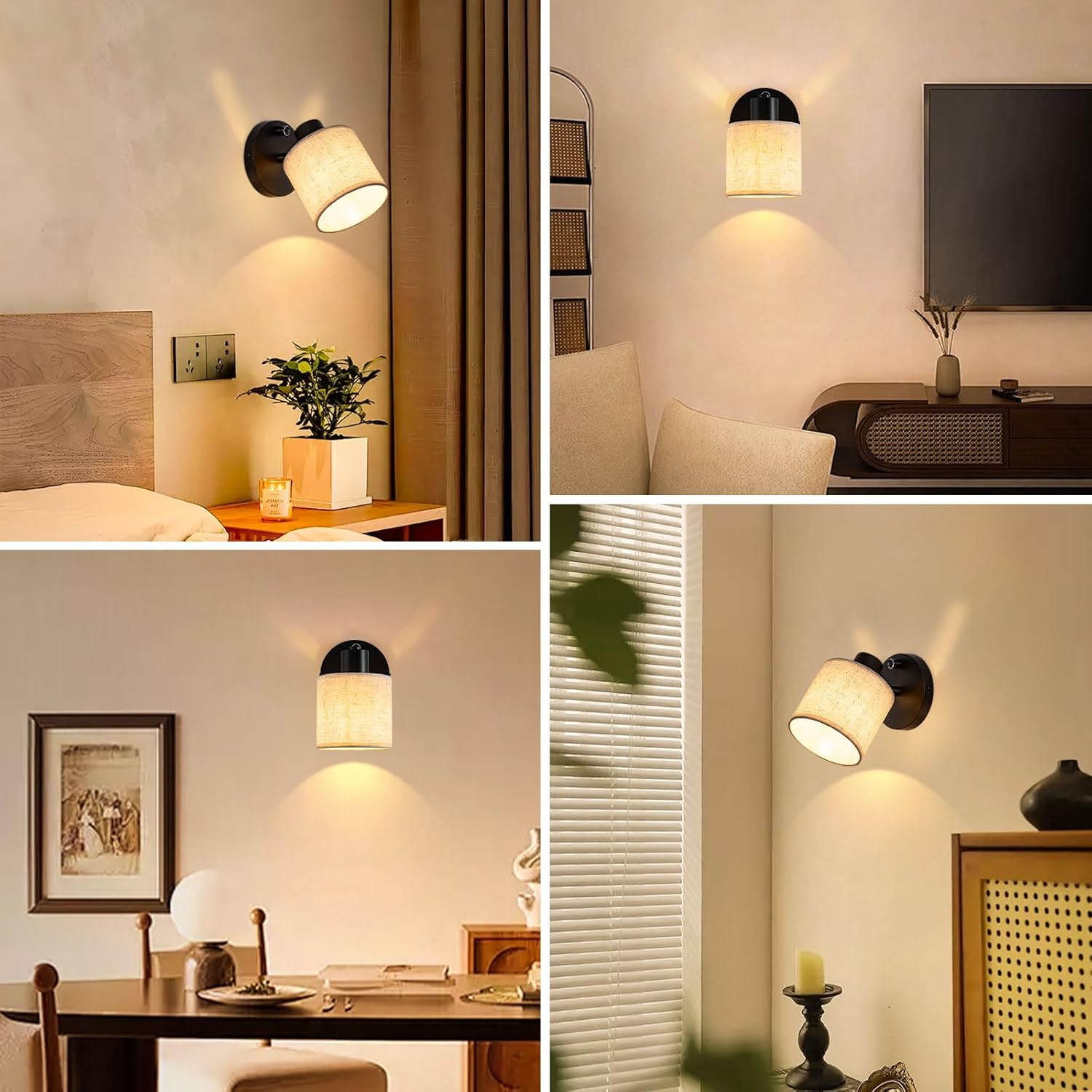 E27 Wall Light Beige Linen Shade

